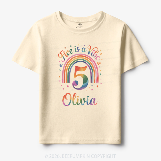 Personalized Five Is A Vibe Birthday Toddler&Kid's Tees