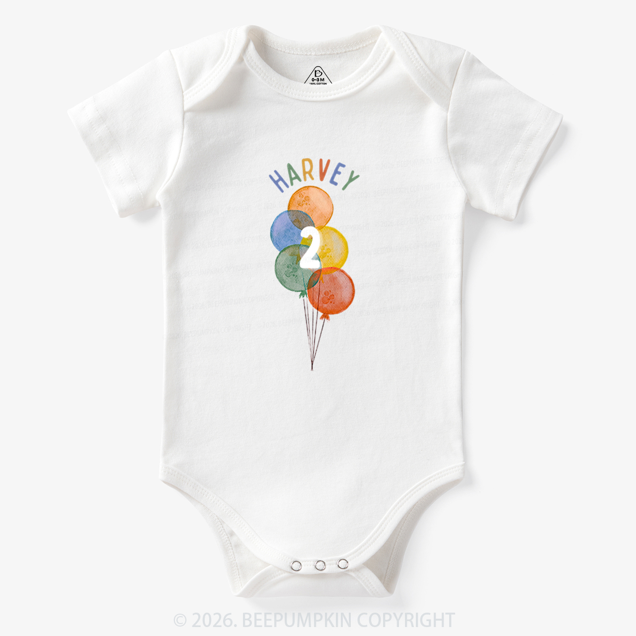 Personalized Rainbow Balloon Birthday Bodysuit