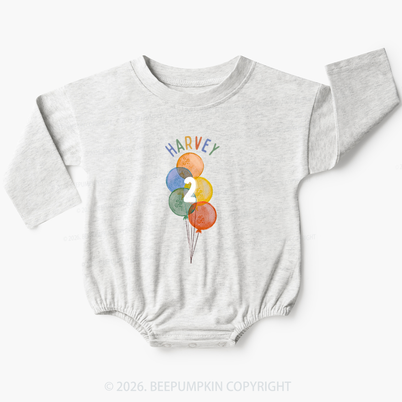 Personalized Rainbow Balloon Birthday Baby Bubble Romper