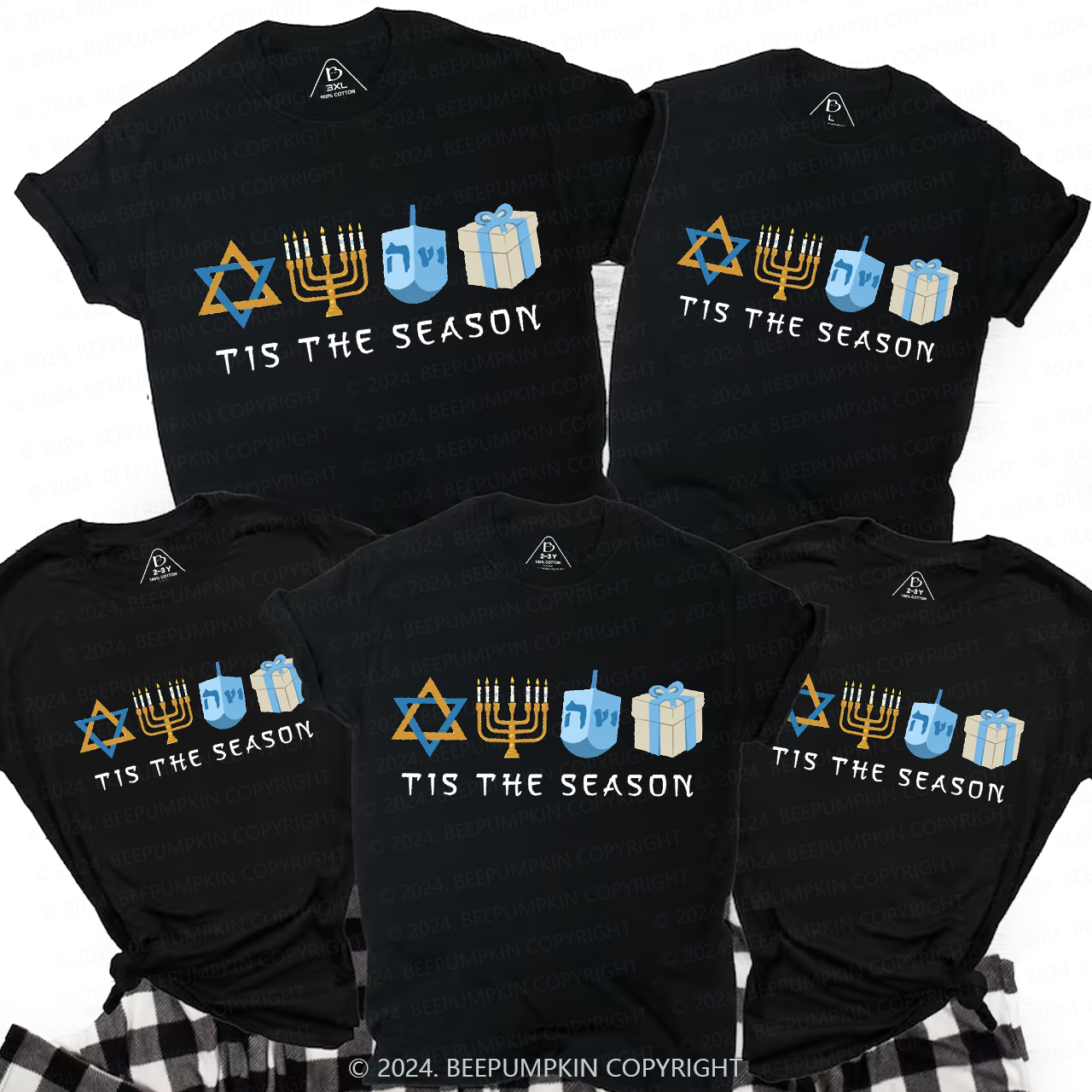 Tis The Season Lit Candle For Hanukkah Family T-Shirts Beepumpkin