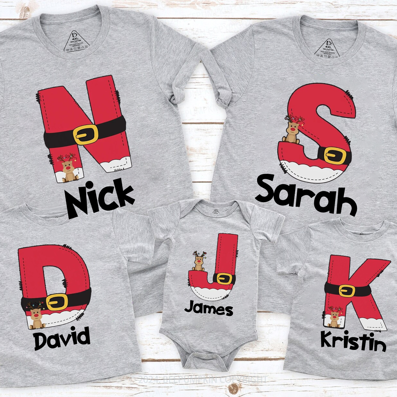 Personalized Leather Belt With Letters Family Matching T-Shirts Beepumpkin