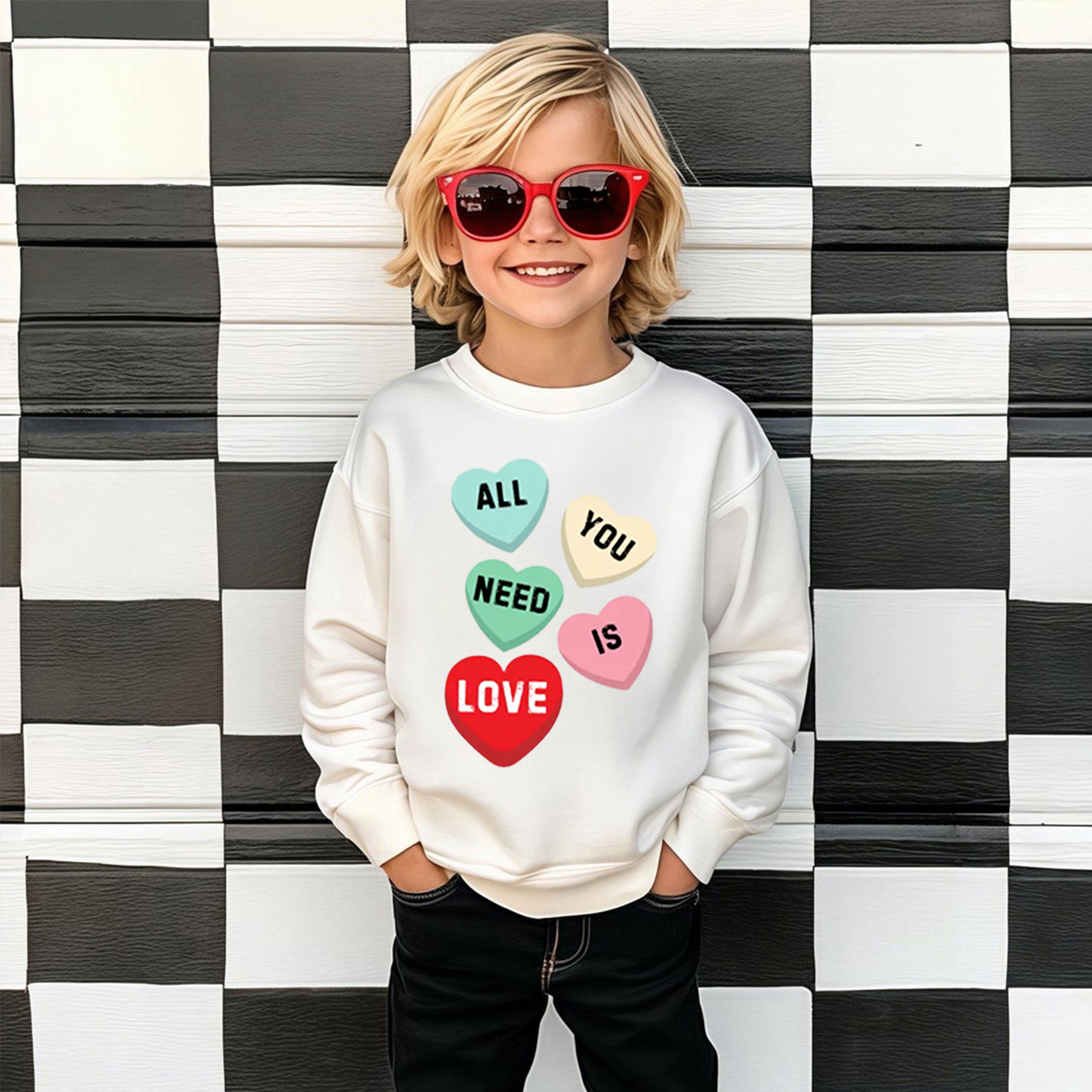 All You Need Is Love Valentine's Day Kid's Sweatshirt