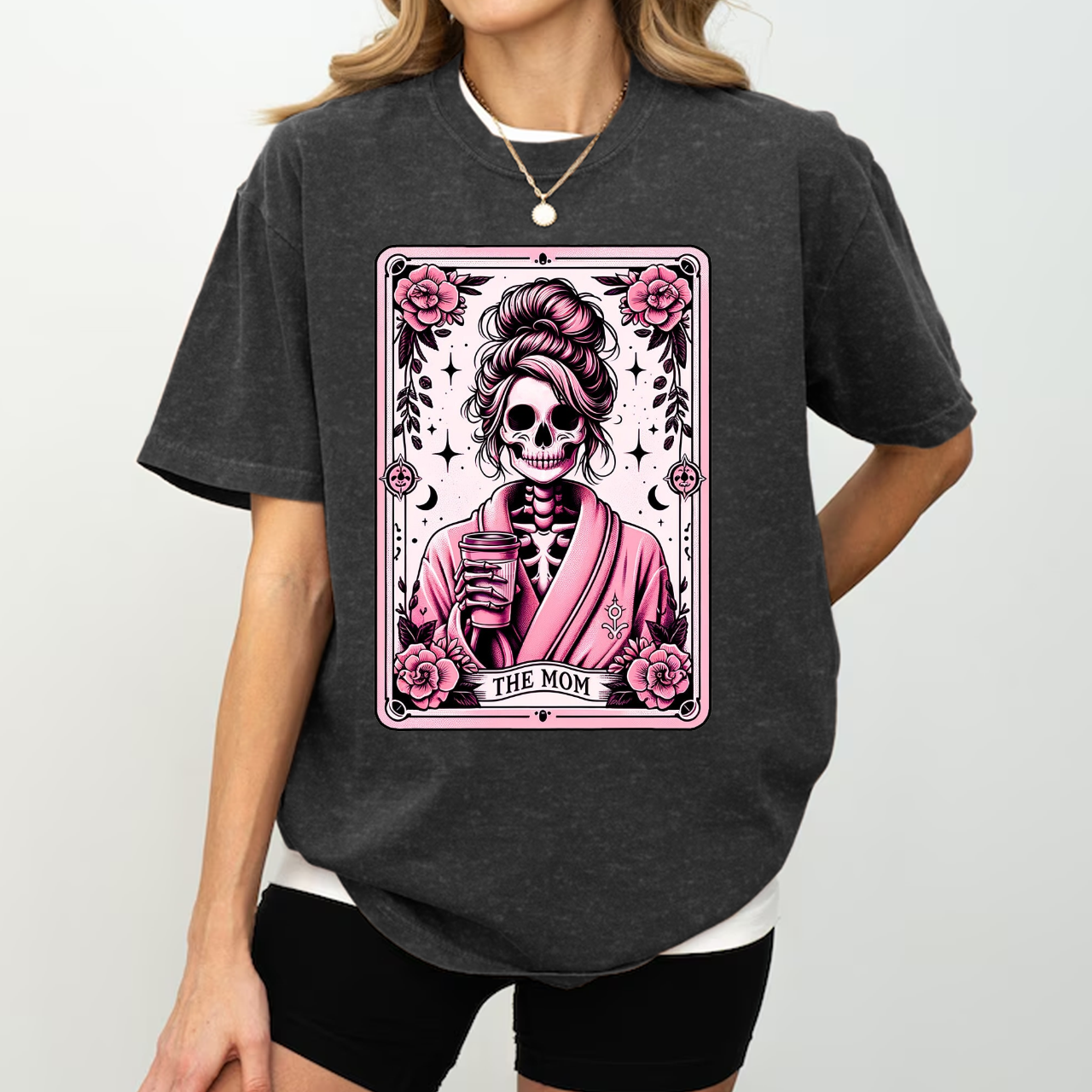 The Mom Funny Tarot Card Washed T-Shirts