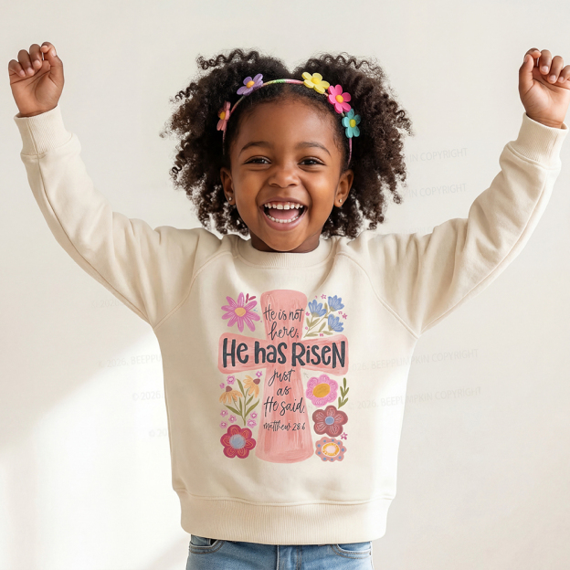 He Has Risen Christian Resurrection day Kid's Sweatshirt
