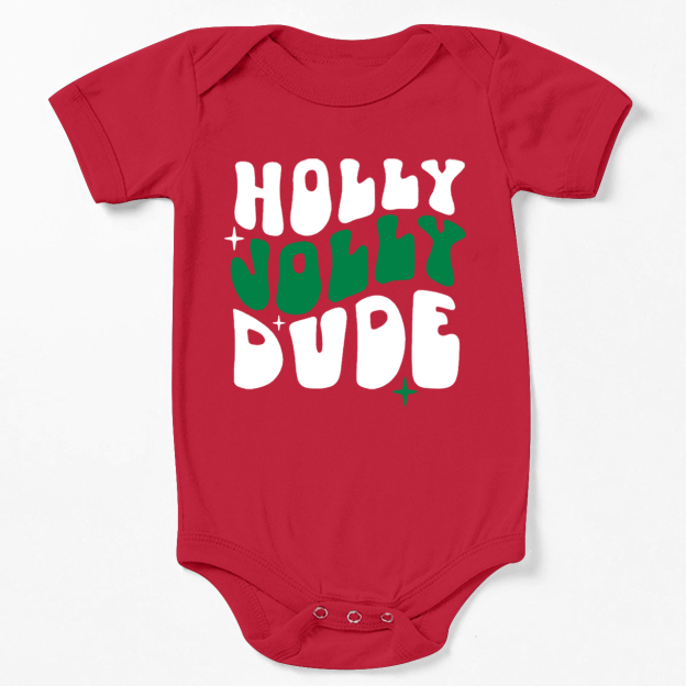 Holly Jolly Dude Christmas Bodysuit For Baby