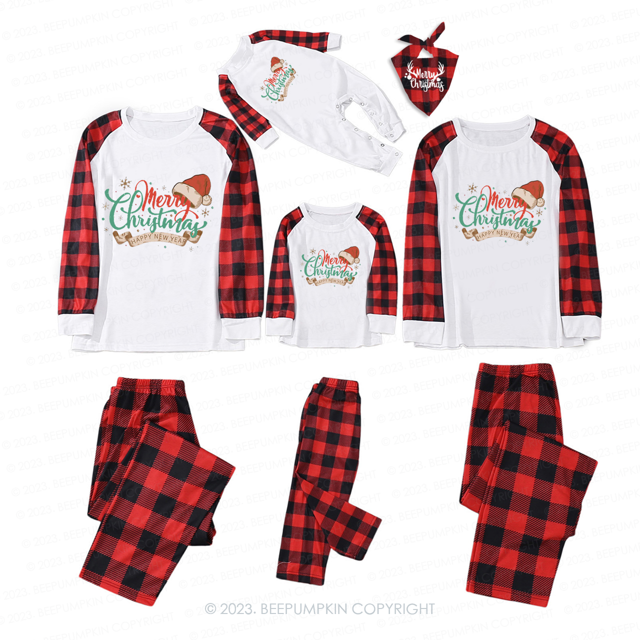 Christmas Happy New Year Family Matching Pajamas Beepumpkin