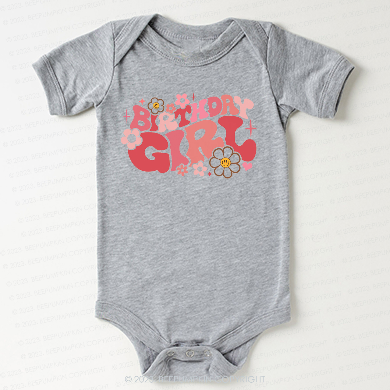 Pink Retro Birthday Bodysuit For Baby
