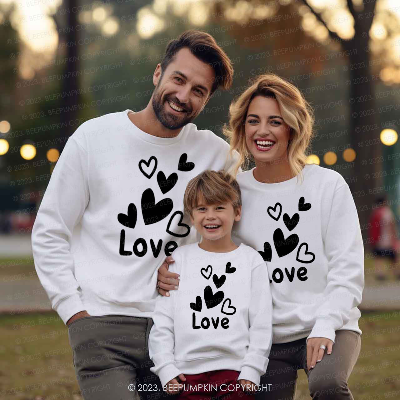 Floating Hearts Matching Valentine‘s Sweatshirt