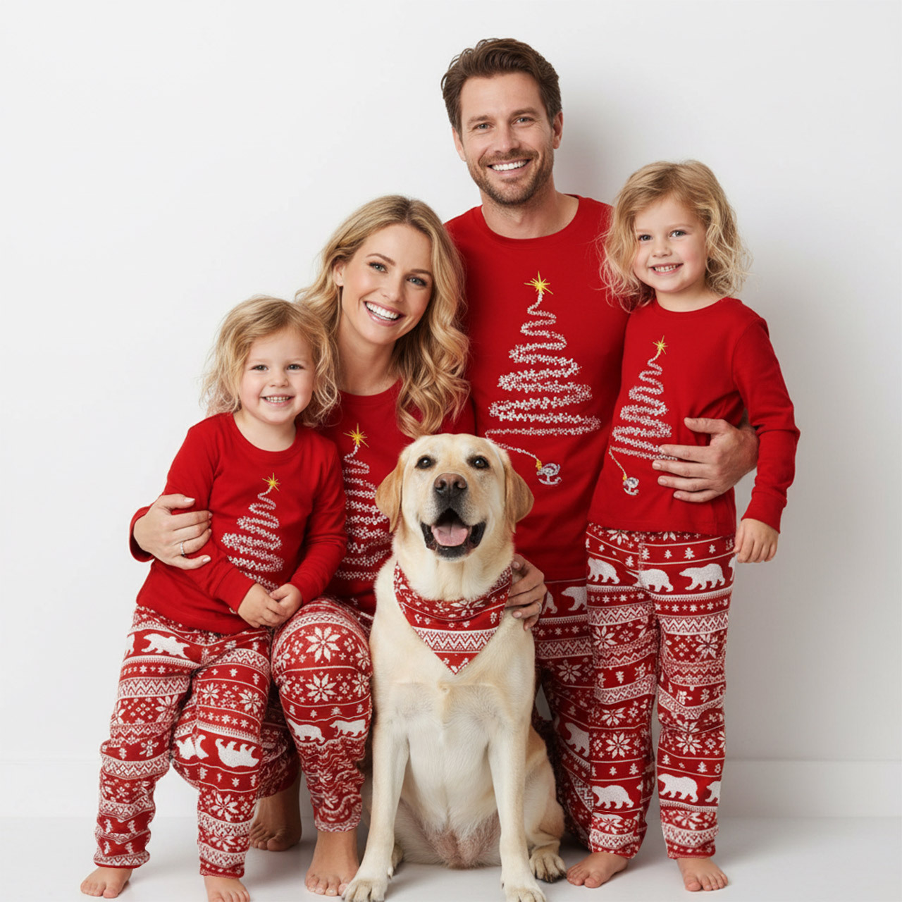 Festive Red Holiday All-Over Print Family Matching Pajama Sets