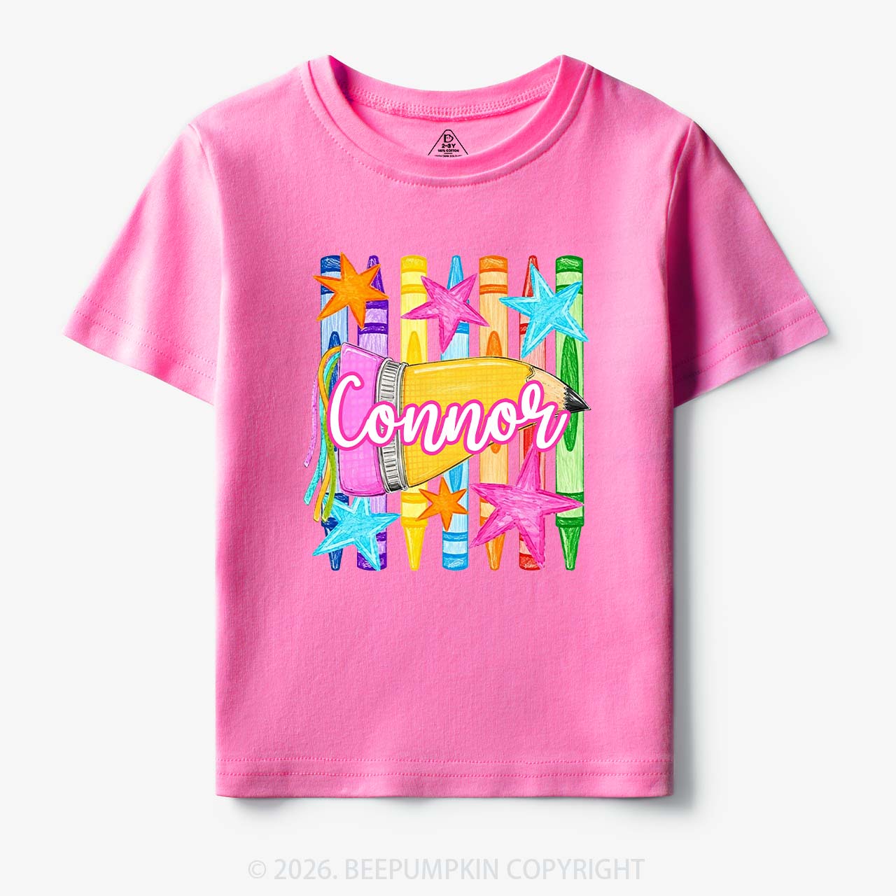 Personalized Name Striped Pencil Crayon Toddler&Kid's Tees