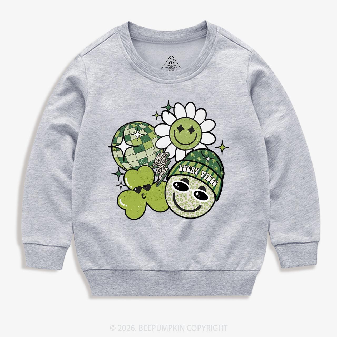 Disco Lucky Vibes St.Patricks Day Kids Sweatshirt