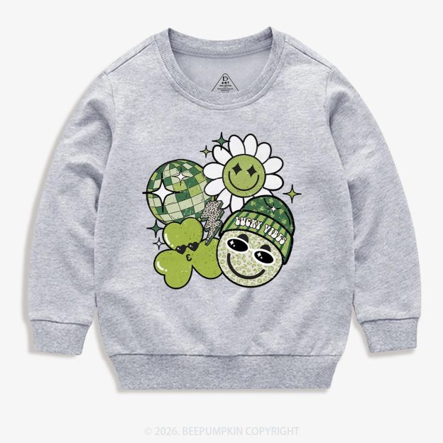 Disco Lucky Vibes St.Patricks Day Kids Sweatshirt