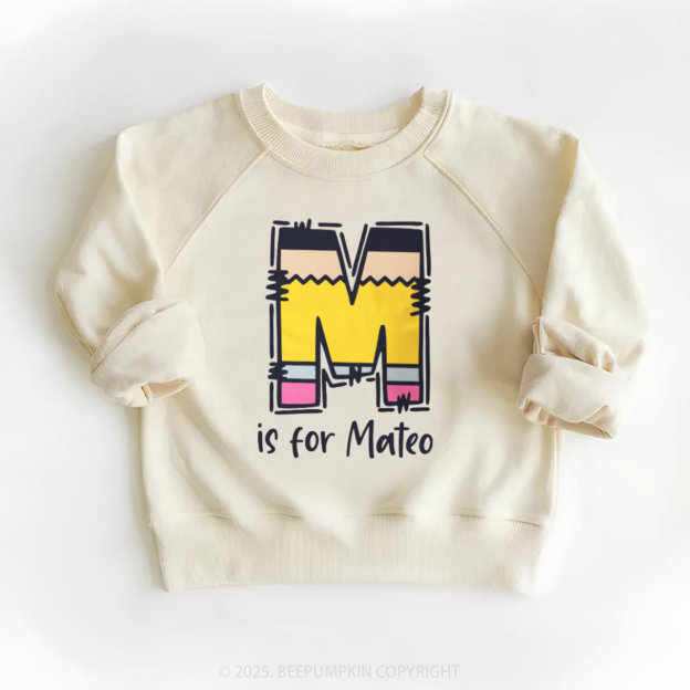 Personalized Pencil Letter Kid's Sweatshirt