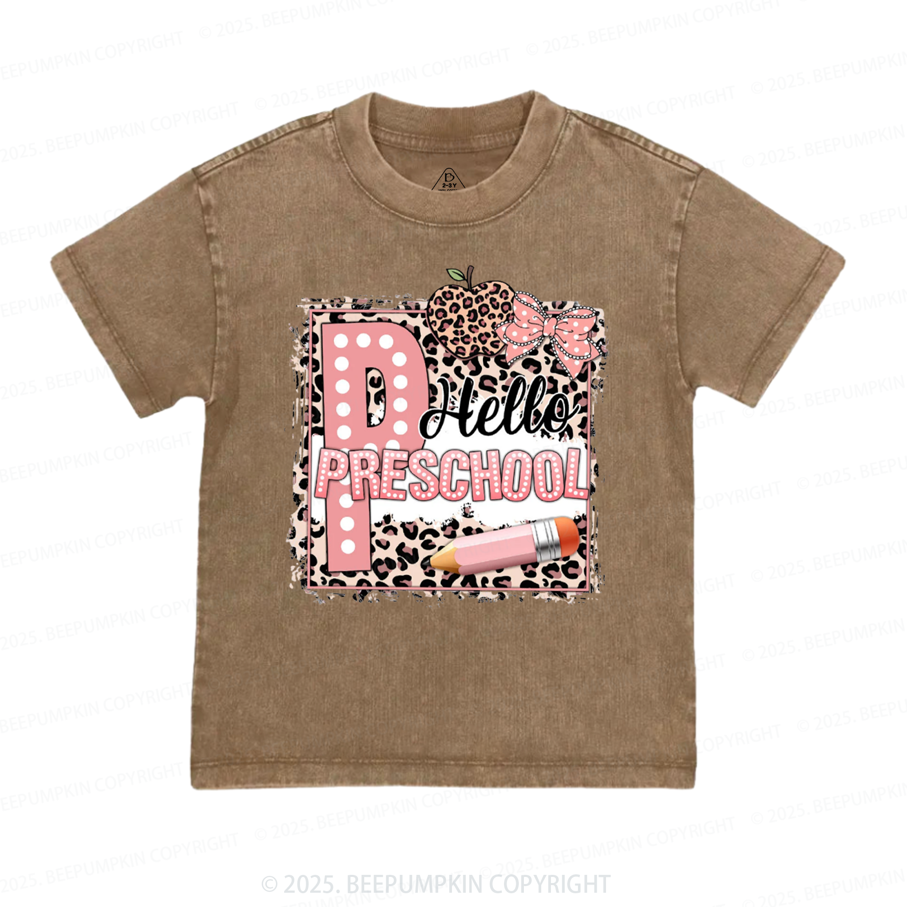 Personalized Leopard Grade Back To School Toddler&Kids Washed Tees