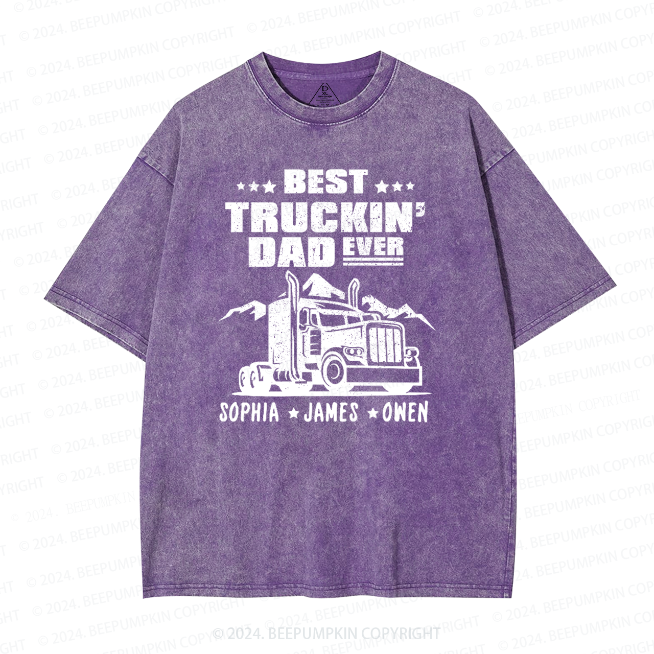 Personalized Kid Name Best Truckin Dad Ever Washed T-Shirts 