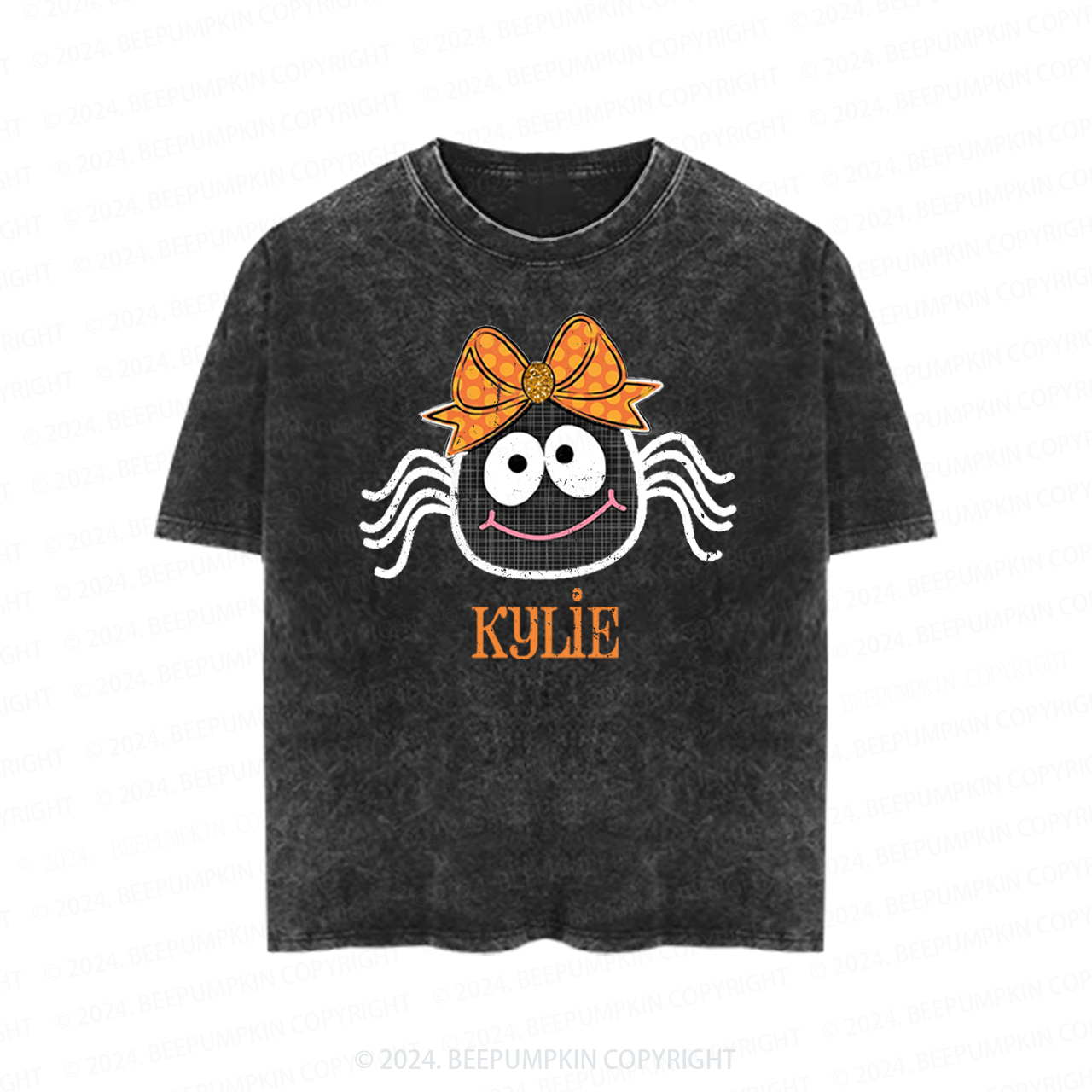  Personalized Halloween Spider Toddler&Kids Washed Tees          