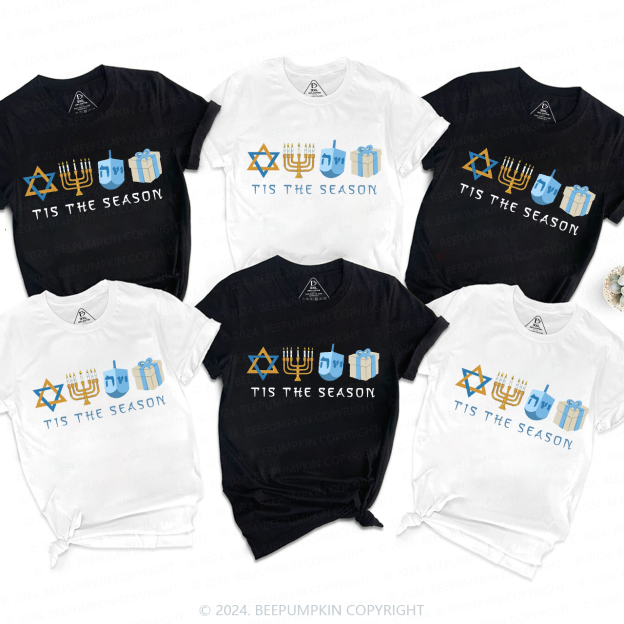 Tis The Season Lit Candle For Hanukkah Family T-Shirts Beepumpkin
