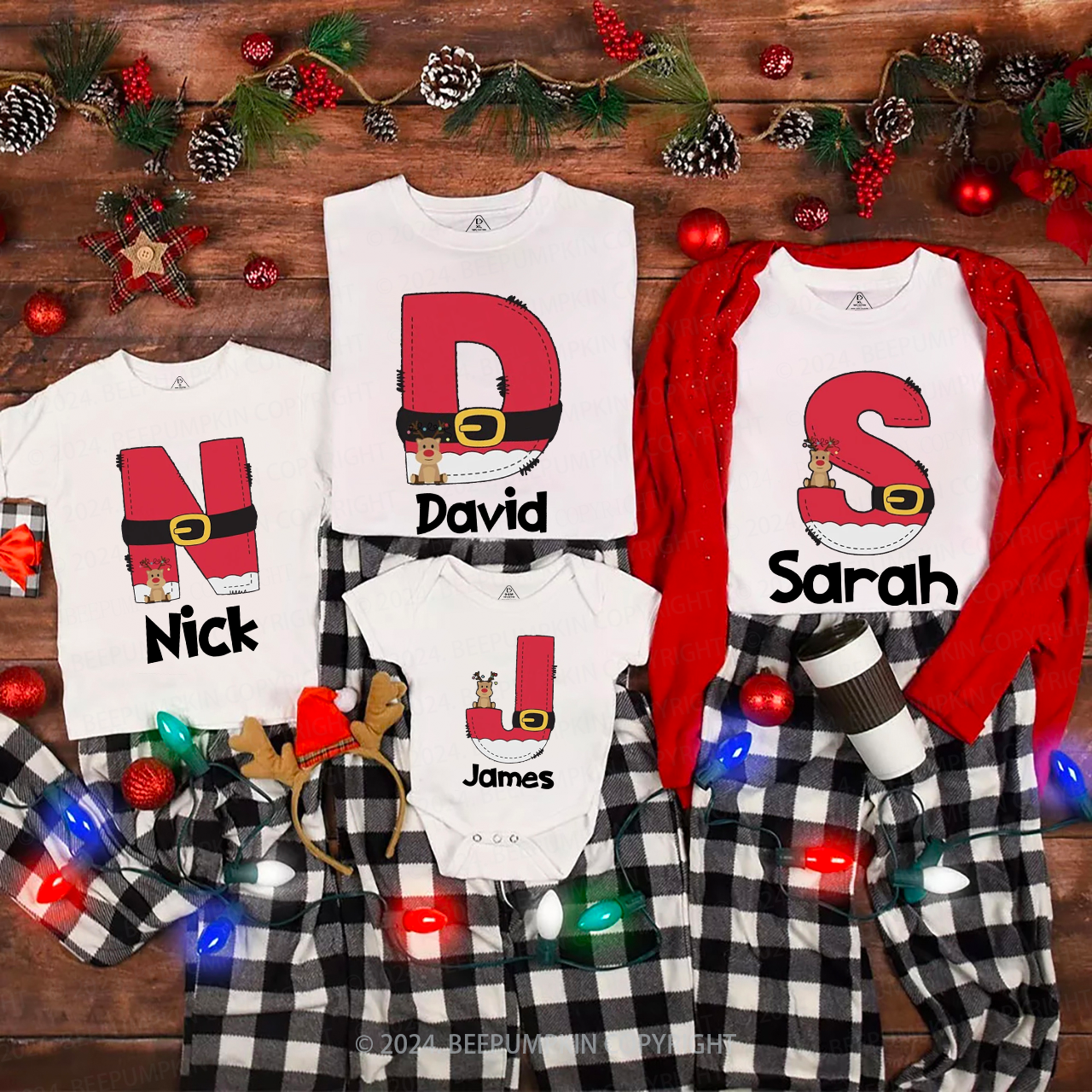 Personalized Leather Belt With Letters Family Matching T-Shirts Beepumpkin