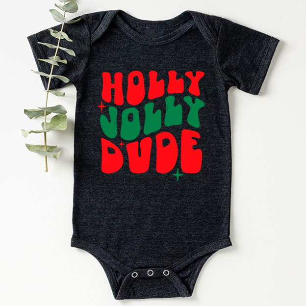 Holly Jolly Dude Christmas Bodysuit For Baby