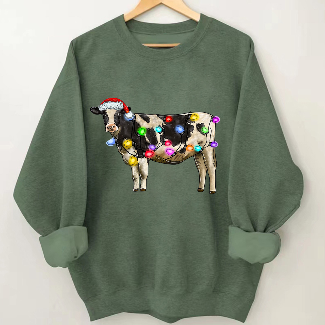 Merry Christmas Cow Retro Sweatshirt