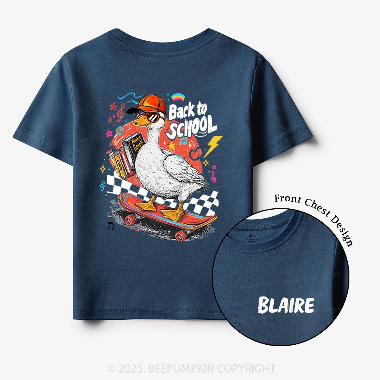 Personalized Funny Skateboard Goose Toddler&Kid's Tees Beepumpkin