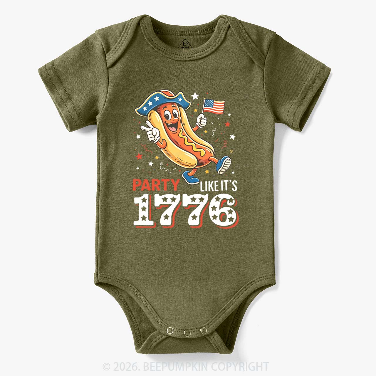 Party Like It's 1776 4th Of July Hot Dog Bodysuit