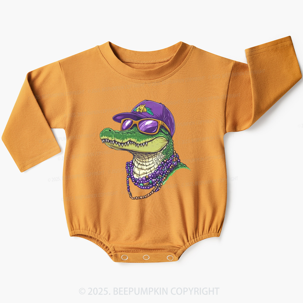Alligator Mardi Gras Baby Bubble Romper Beepumpkin
