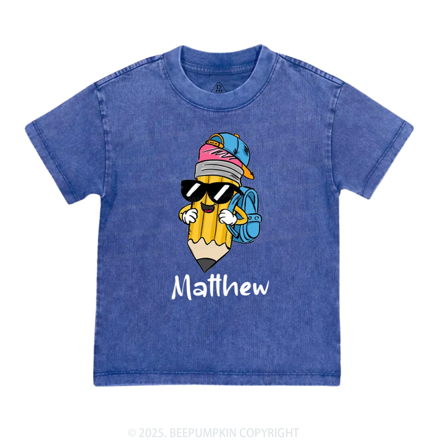 Personalized Boy Girl Pencil Toddler&Kids Washed Tees