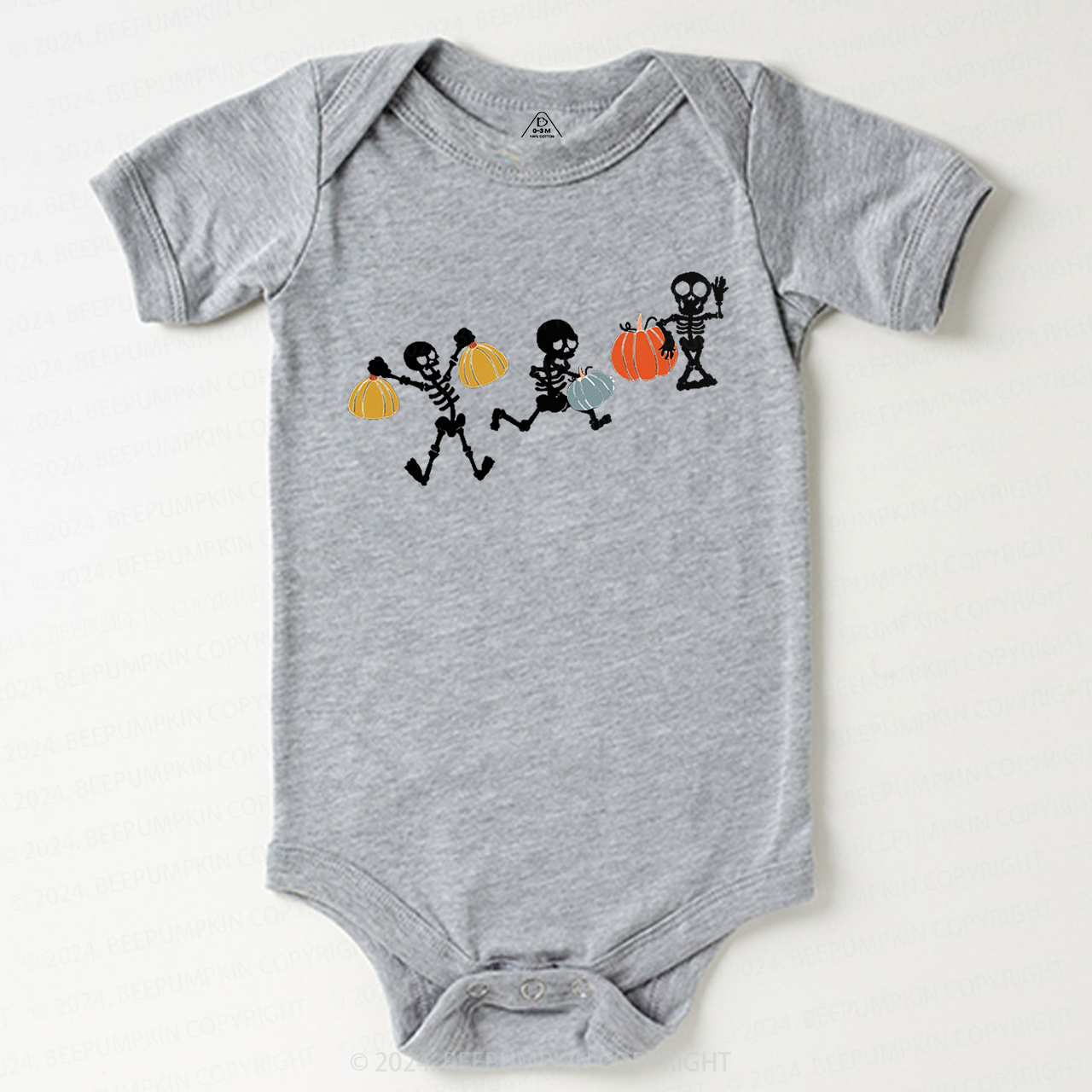 Funny Sportive Skeletons With Pumpkins Baby Bodysuits 