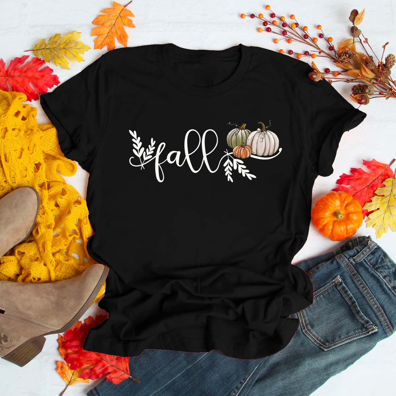 Simple Fall Pumpkins Shirt For Her