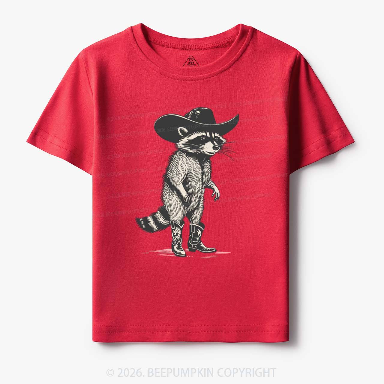 Funny Western Raccoon Cowboy Toddler&Kid's Tees
