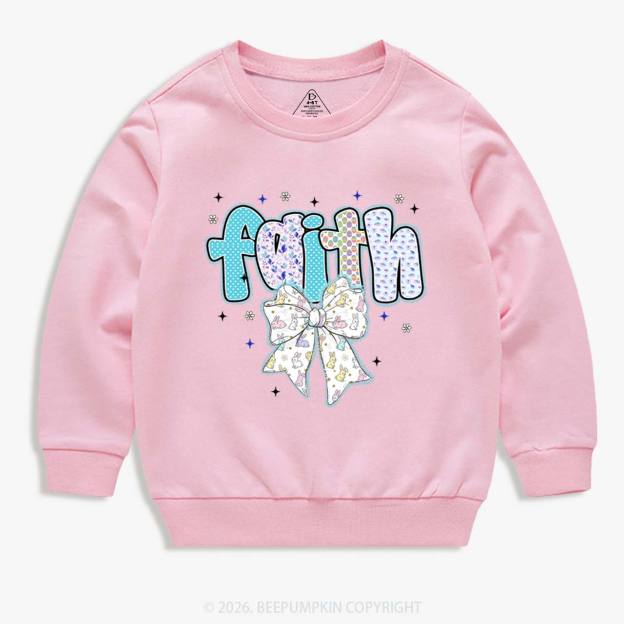 Blooming Faith Bunny Bow Kid's Sweatshirt