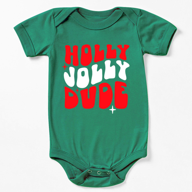Holly Jolly Dude Christmas Bodysuit For Baby