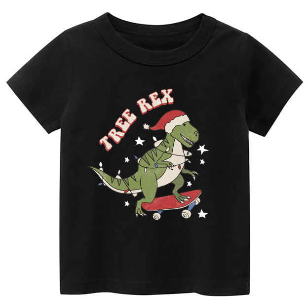 Tree Rex Retro Kids Christmas Shirts