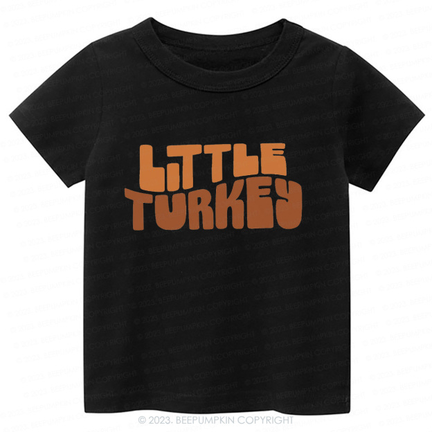 Fall Natural Little Turkey Thanksgiving Kids Tees 