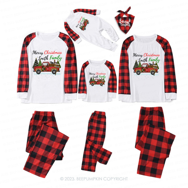 Personalized Christmas Fram Truck Matching Pajamas Beepumpkin