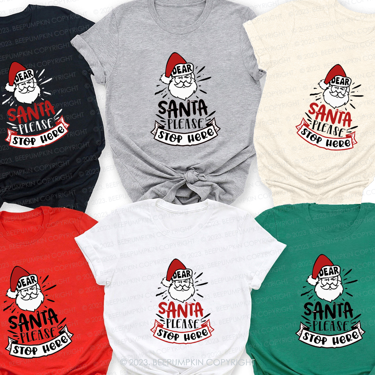 Dear Santa Please Stop Here Family Matching Shirts Beepumpkin