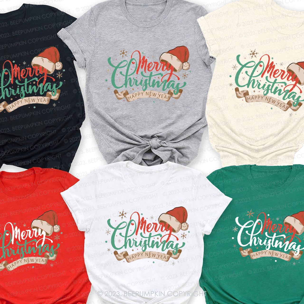 Christmas Happy New Year Family Matching Shirts Beepumpkin