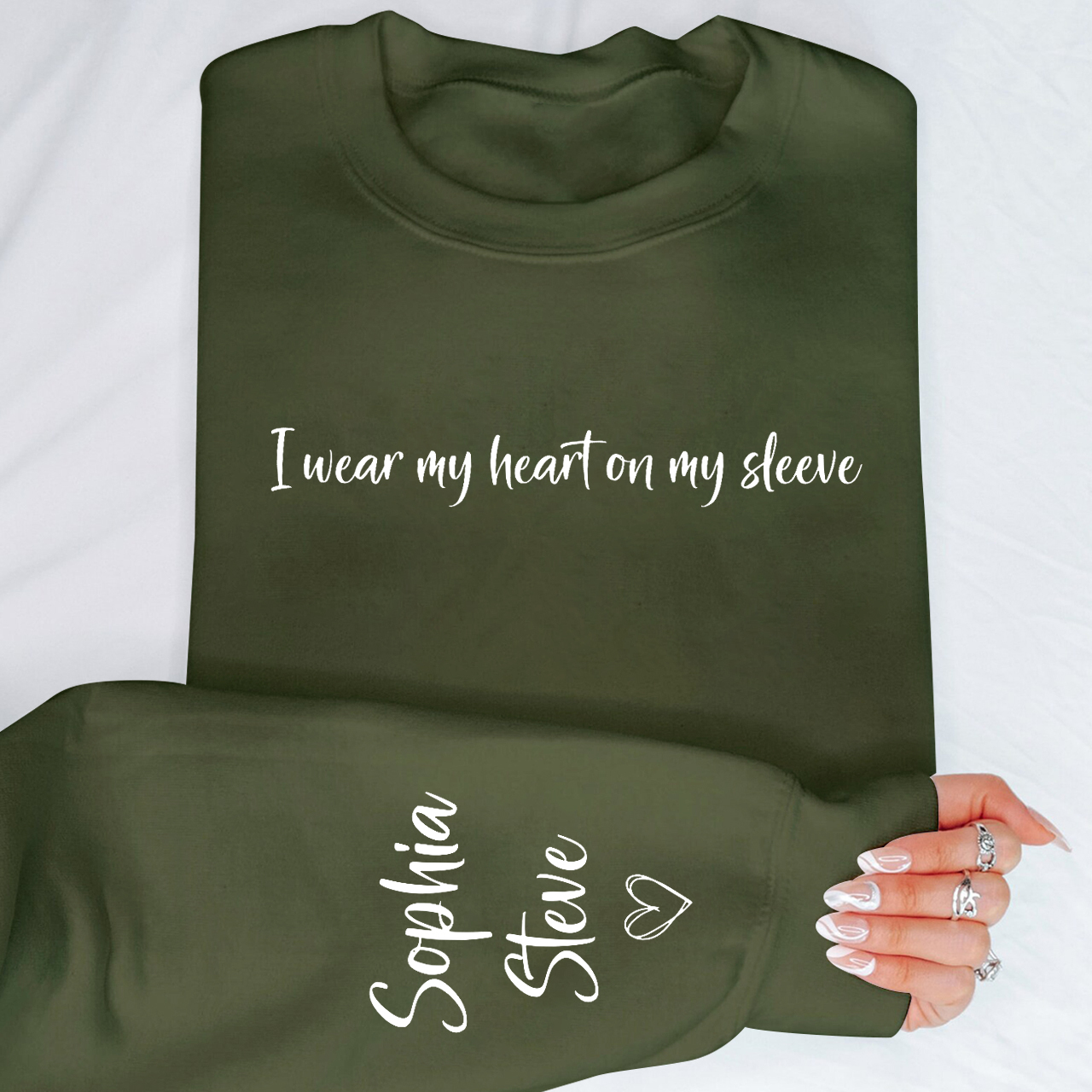 Custom Mama Sweatshirt With Kids Name On Sleeve