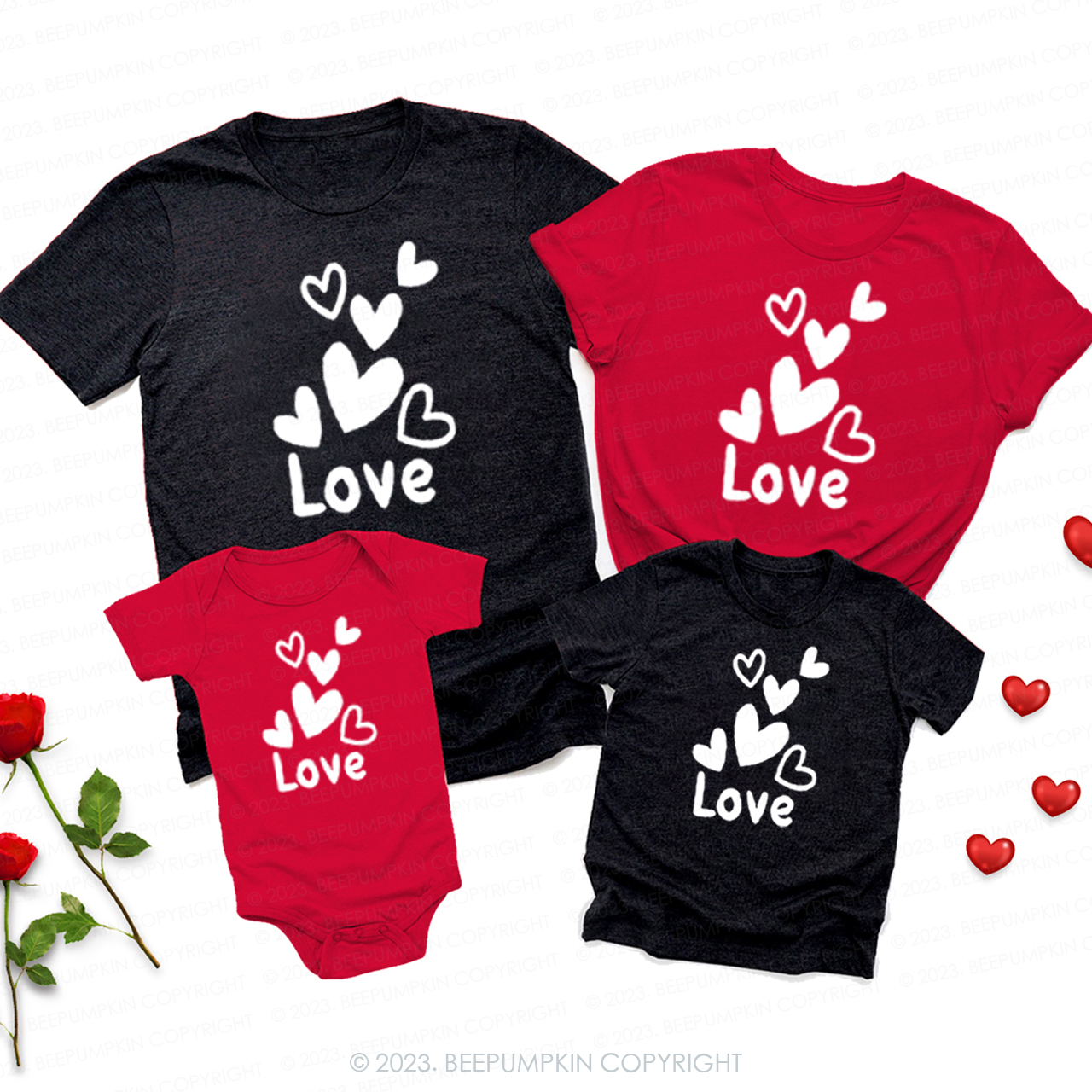 Floating Hearts Matching Valentine��s Shirts