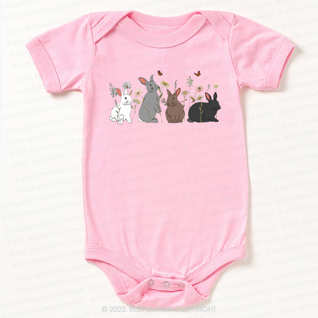 Floral Butterfly Bunny Easter Bodysuit For Baby