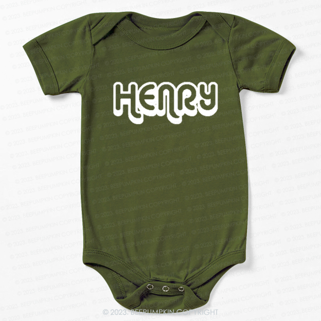 Retro Custom Name Baby Bodysuit - Personalized Natural Baby Bodysuit