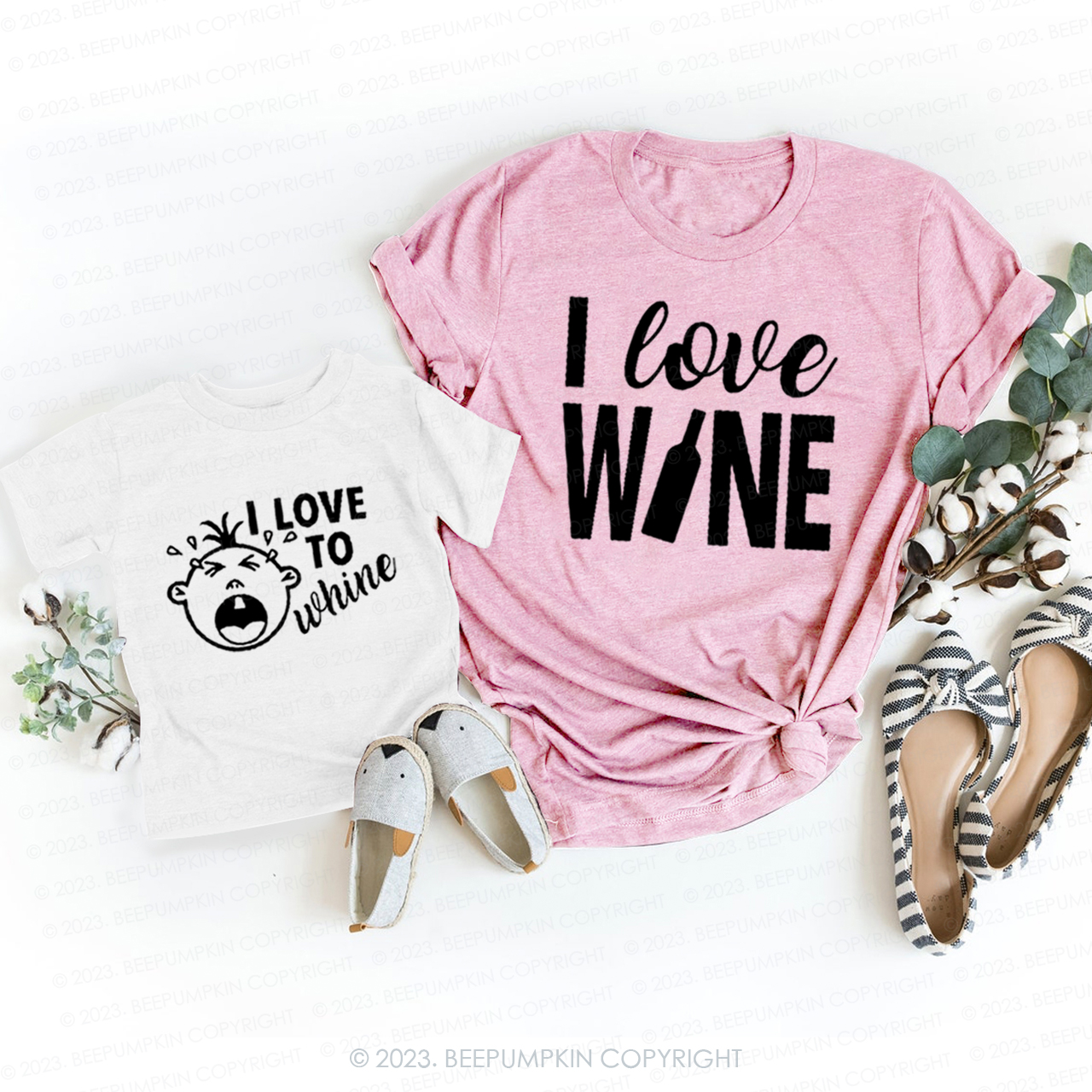 I Love Wine T-Shirts For Mom&Me