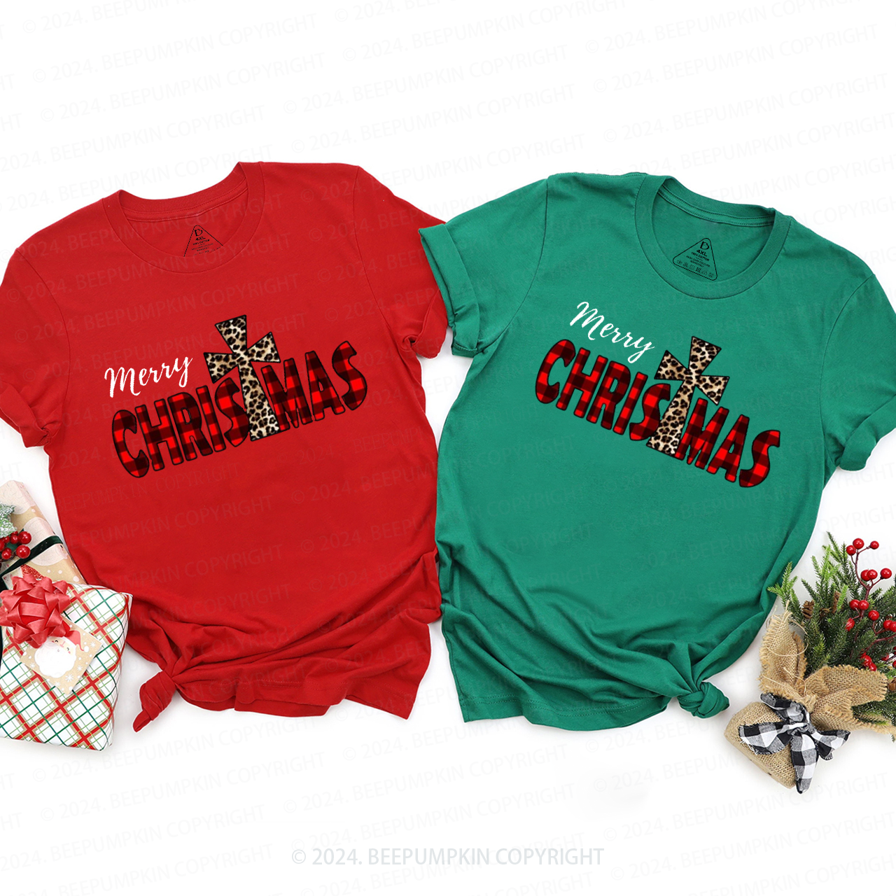 Christmas Buffalo Plaid Merry Christmas Matching T-Shirts