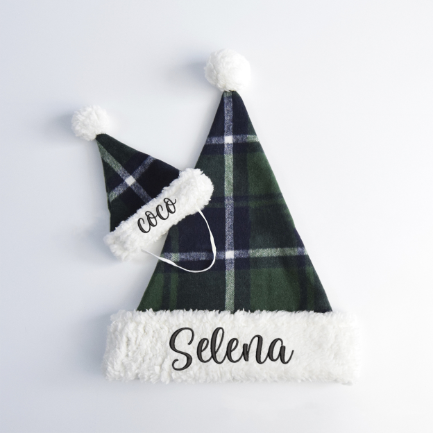 Personalized Three-color plaid Santa Hat Beepumpkin