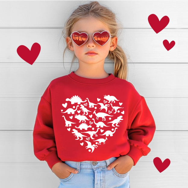 Dinosaur Valentine's Day Kid's Sweatshirt