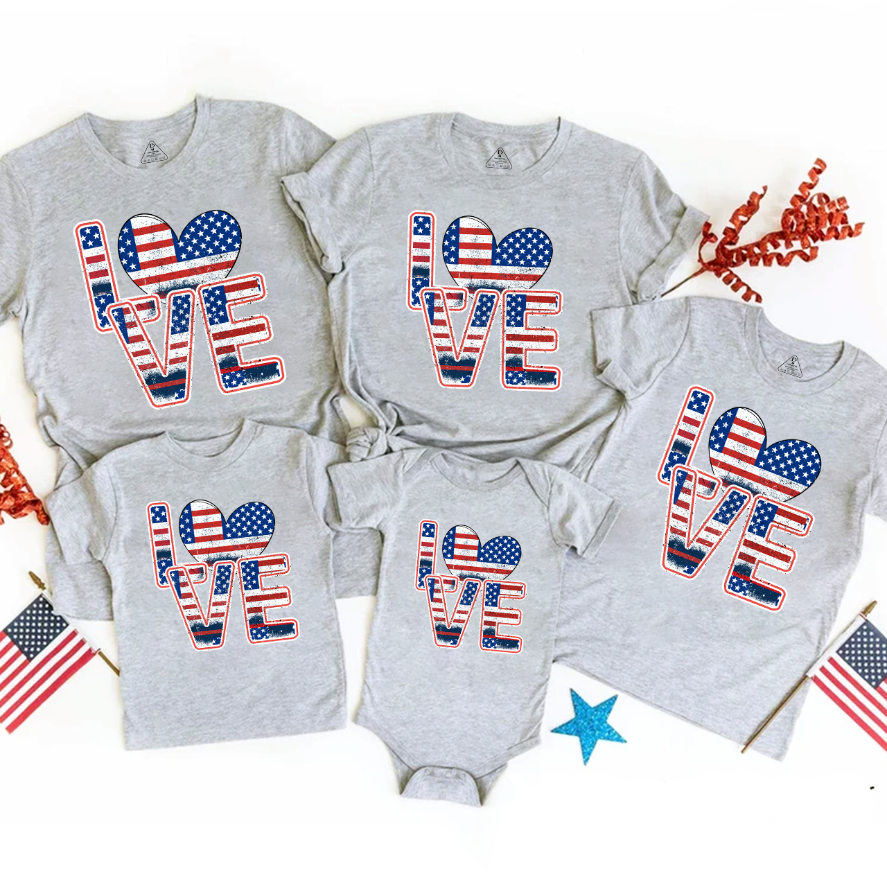 I Love America Classic Independence Day Family Matching Shirts