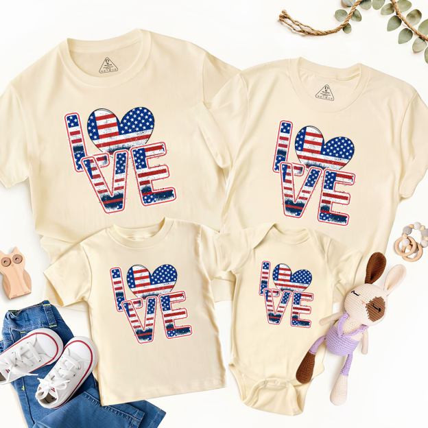 I Love America Classic Independence Day Family Matching Shirts