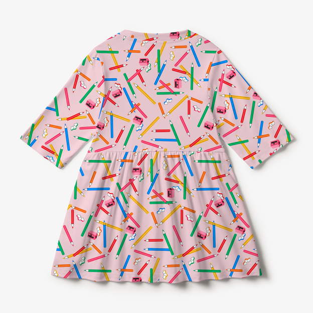 Colored Pencils All Over Print Kids Dress