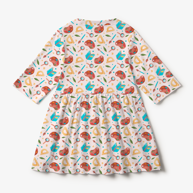 Watercolor Paint All Over Print Kids Dress